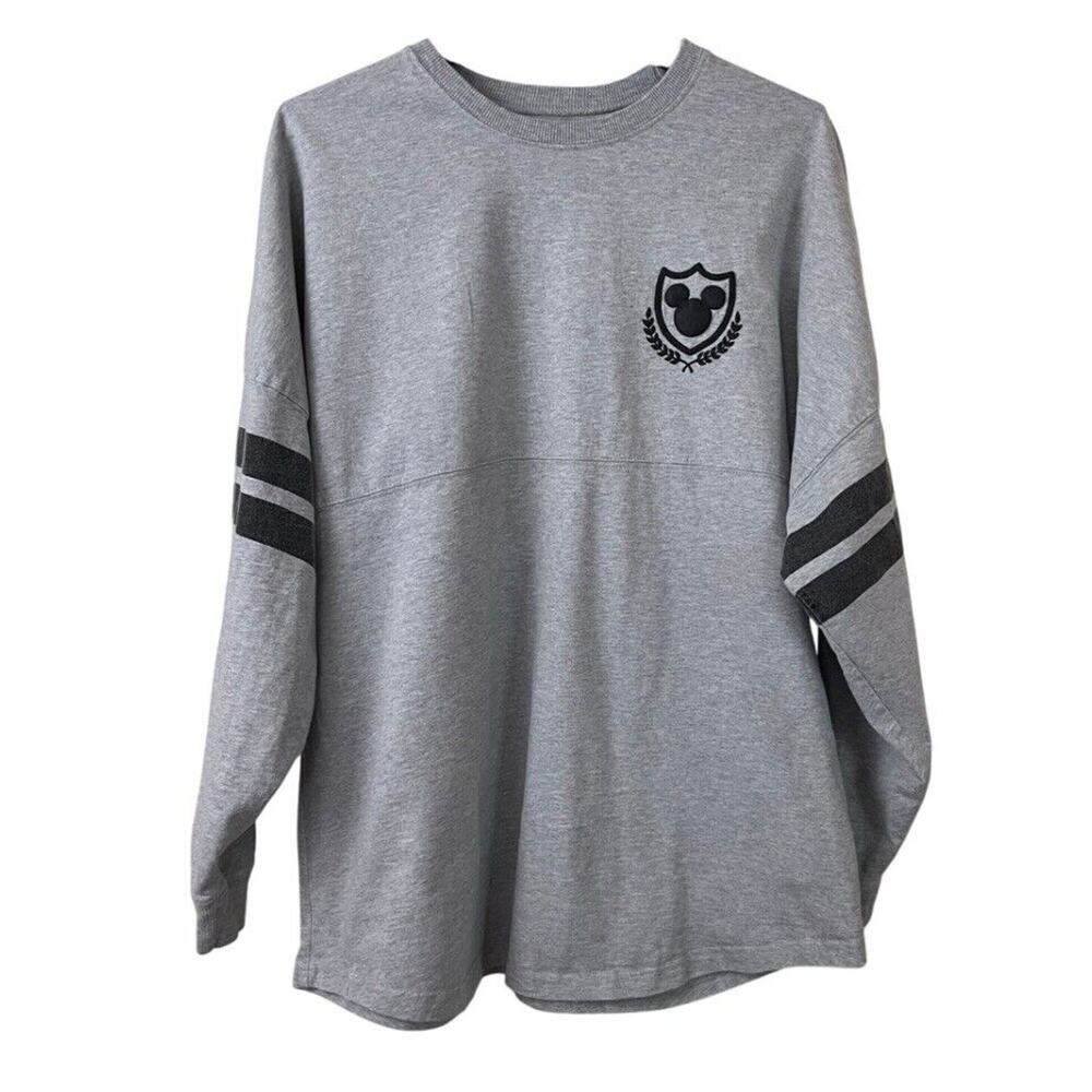 Disney Spirit Jersey Adult Large L Gray Pullover Mickey Mouse Long Sleeve